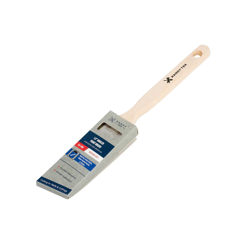 Handy Tek Synthetic Polyester Paint Brush - Angled, Long Handle - 1 1/2" - 120 count box