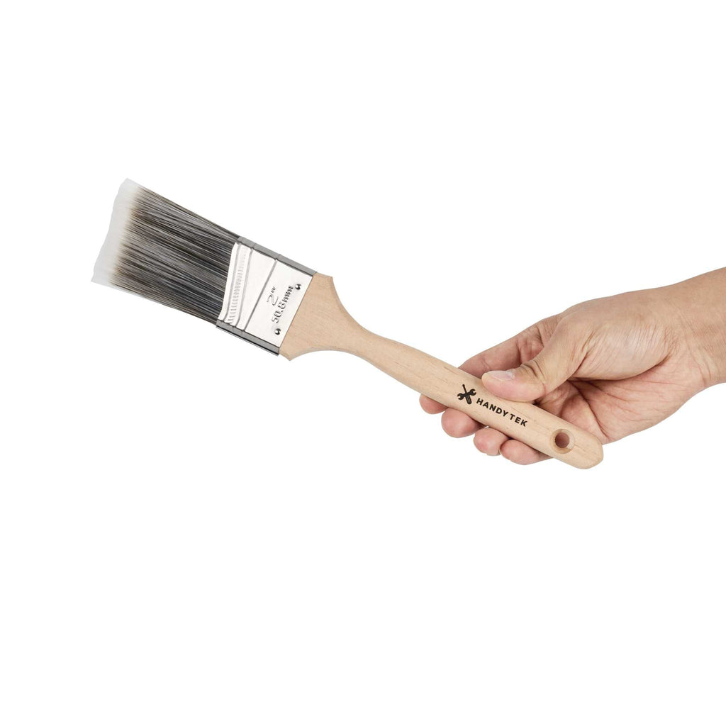 Handy Tek Synthetic Polyester Paint Brush - Angled, Long Handle - 2" - 1 count box