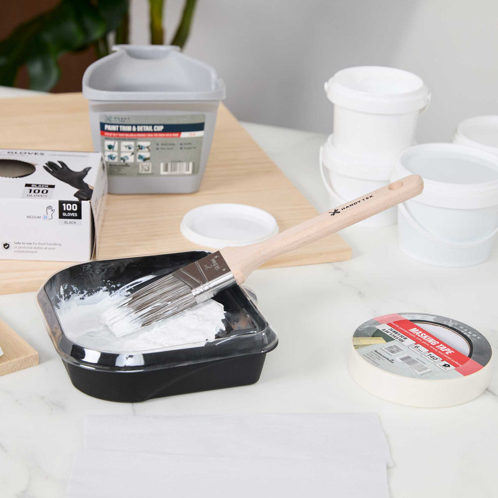 Handy Tek Synthetic Polyester Paint Brush - Angled, Long Handle - 2" - 72 count box