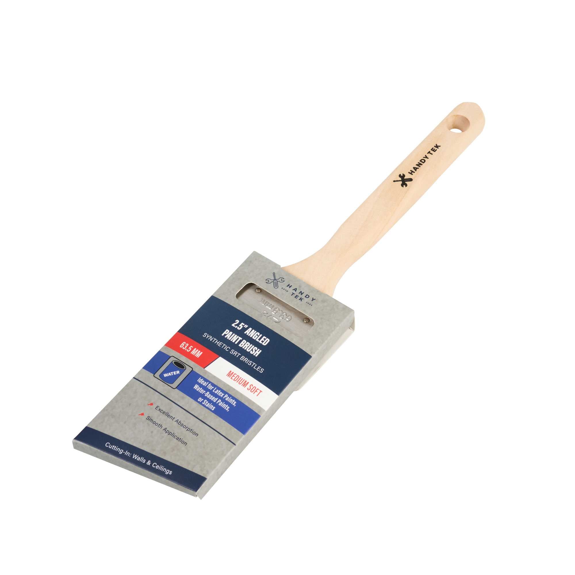 Handy Tek Synthetic Polyester Paint Brush - Angled, Long Handle - 2 1/2" - 1 count box