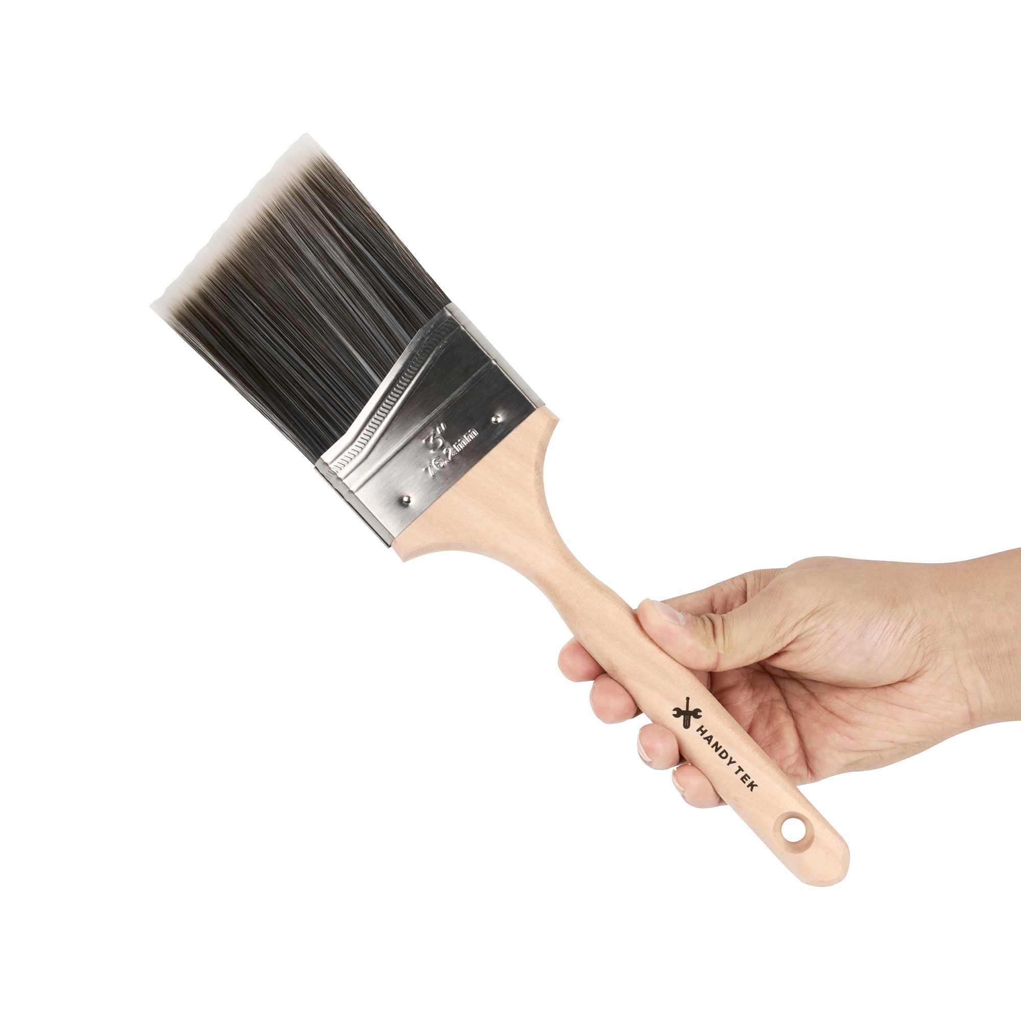 Handy Tek Synthetic Polyester Paint Brush - Angled, Long Handle - 3" - 1 count box
