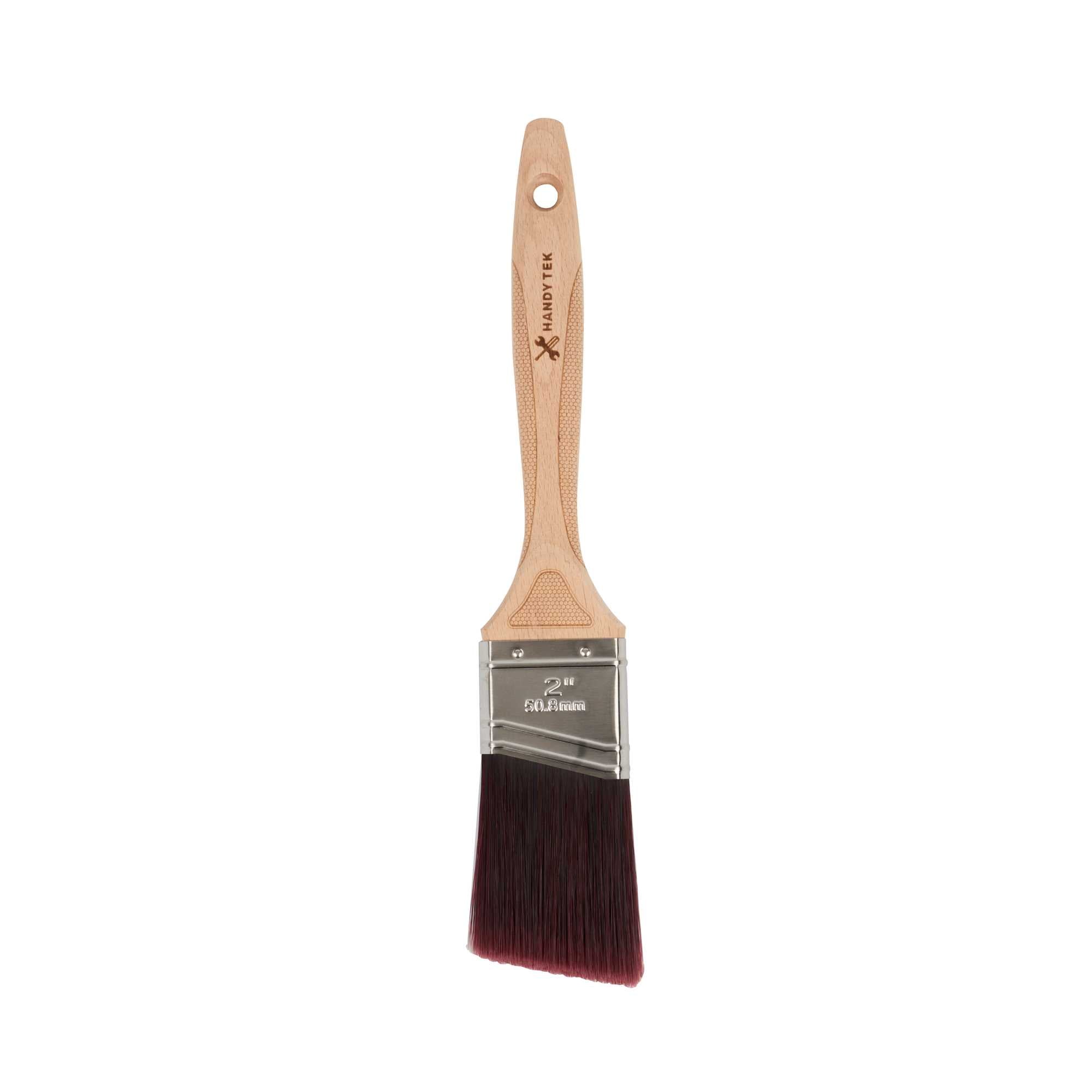 Handy Tek Polyester Paint Brush - Angled, Soft Tip, Textured Handle - 2" - 1 count box