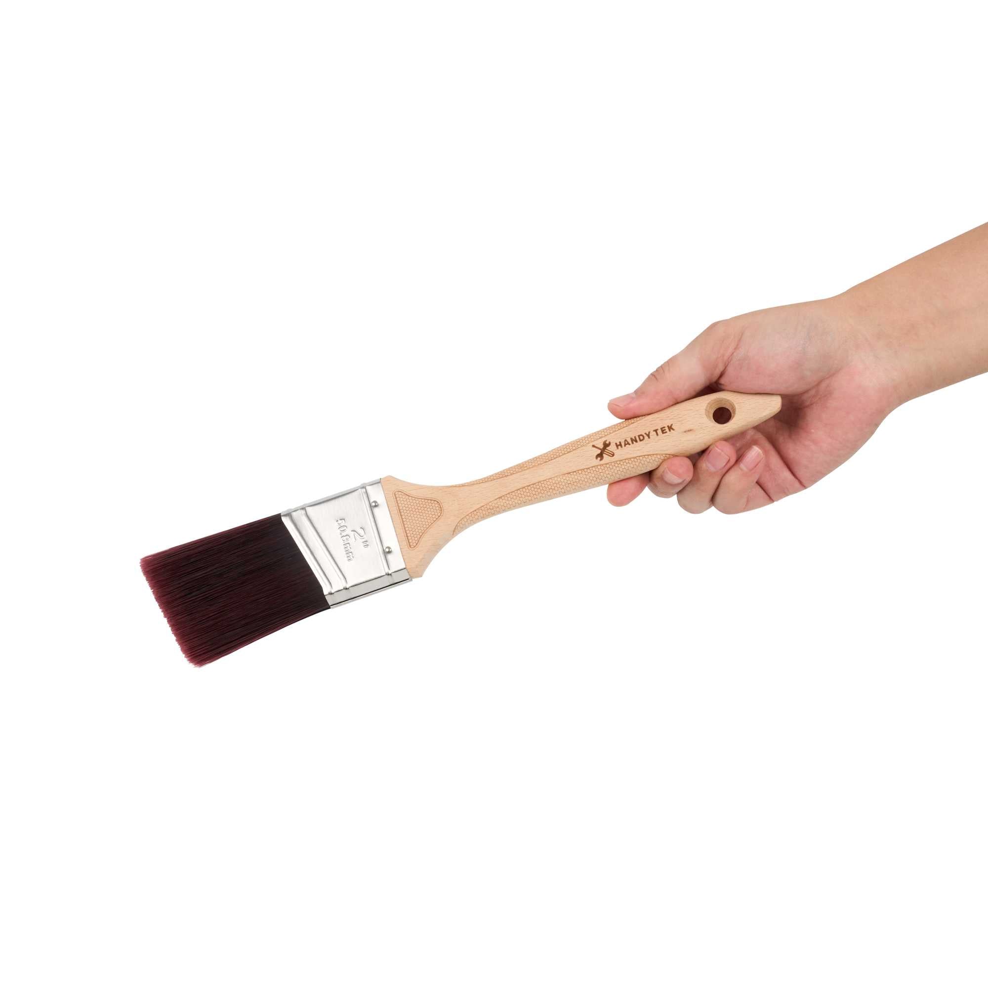 Handy Tek Polyester Paint Brush - Angled, Soft Tip, Textured Handle - 2" - 1 count box