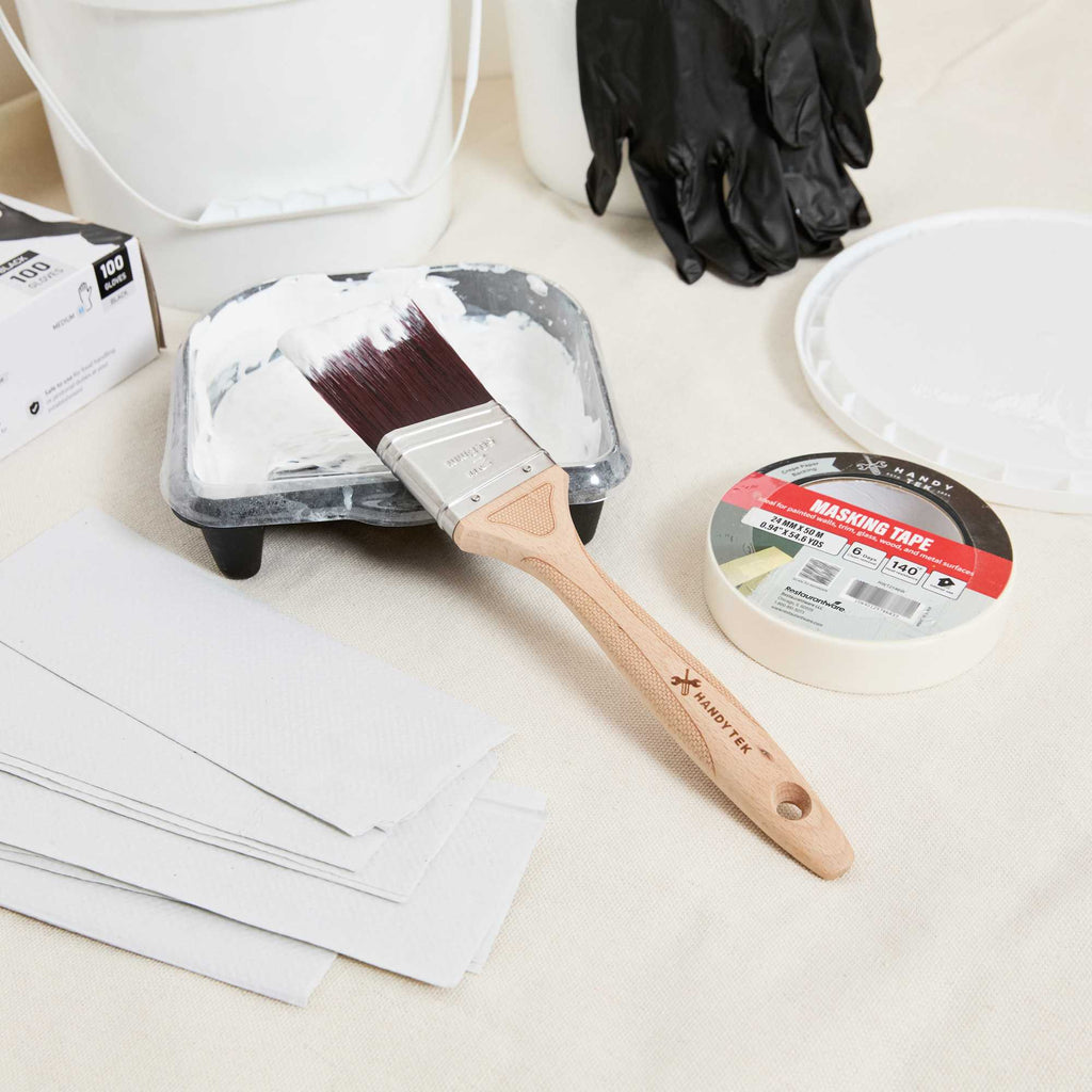 Handy Tek Polyester Paint Brush - Angled, Soft Tip, Textured Handle - 2" - 1 count box