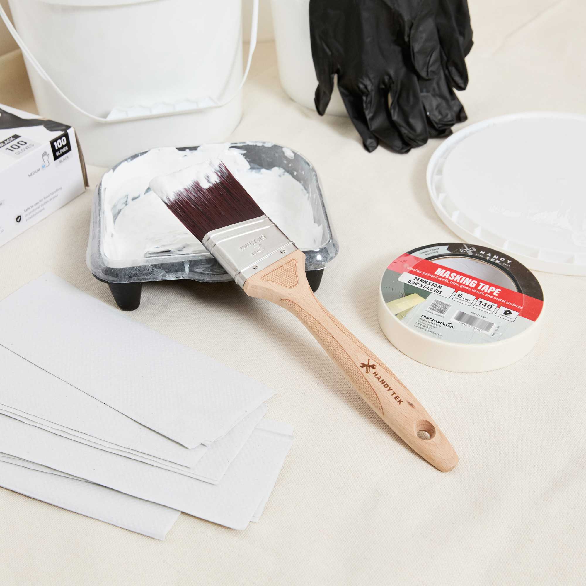 Handy Tek Polyester Paint Brush - Angled, Soft Tip, Textured Handle - 2" - 1 count box