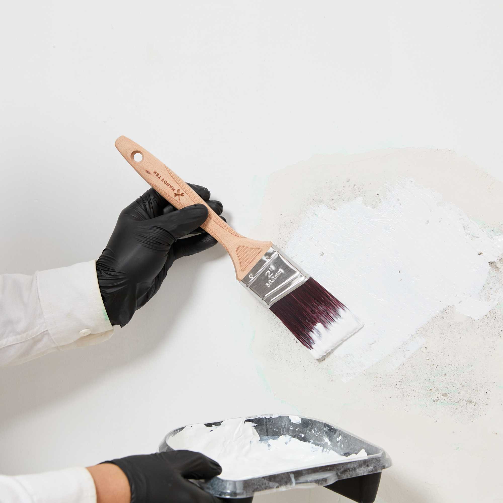 Handy Tek Polyester Paint Brush - Angled, Soft Tip, Textured Handle - 2" - 1 count box