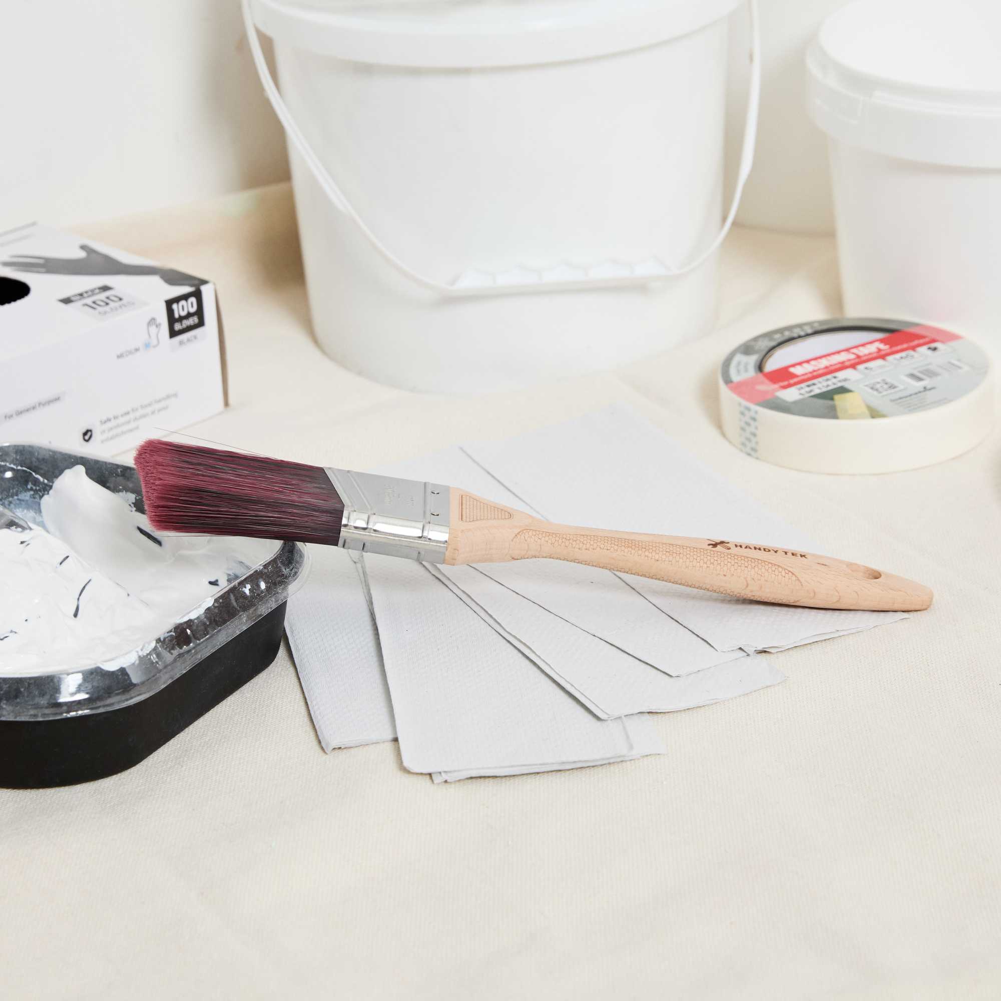 Handy Tek Polyester Paint Brush - Angled, Soft Tip, Textured Handle - 2" - 1 count box