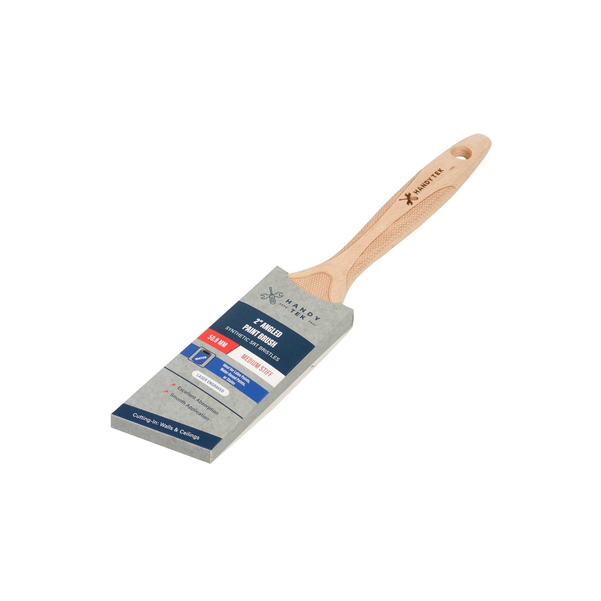 Handy Tek Polyester Paint Brush - Angled, Soft Tip, Textured Handle - 2" - 72 count box