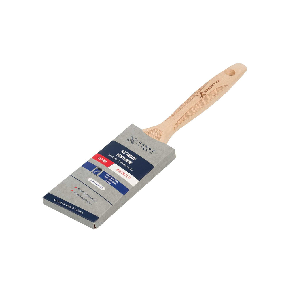 Handy Tek Polyester Paint Brush - Angled, Soft Tip, Textured Handle - 2 1/2" - 1 count box