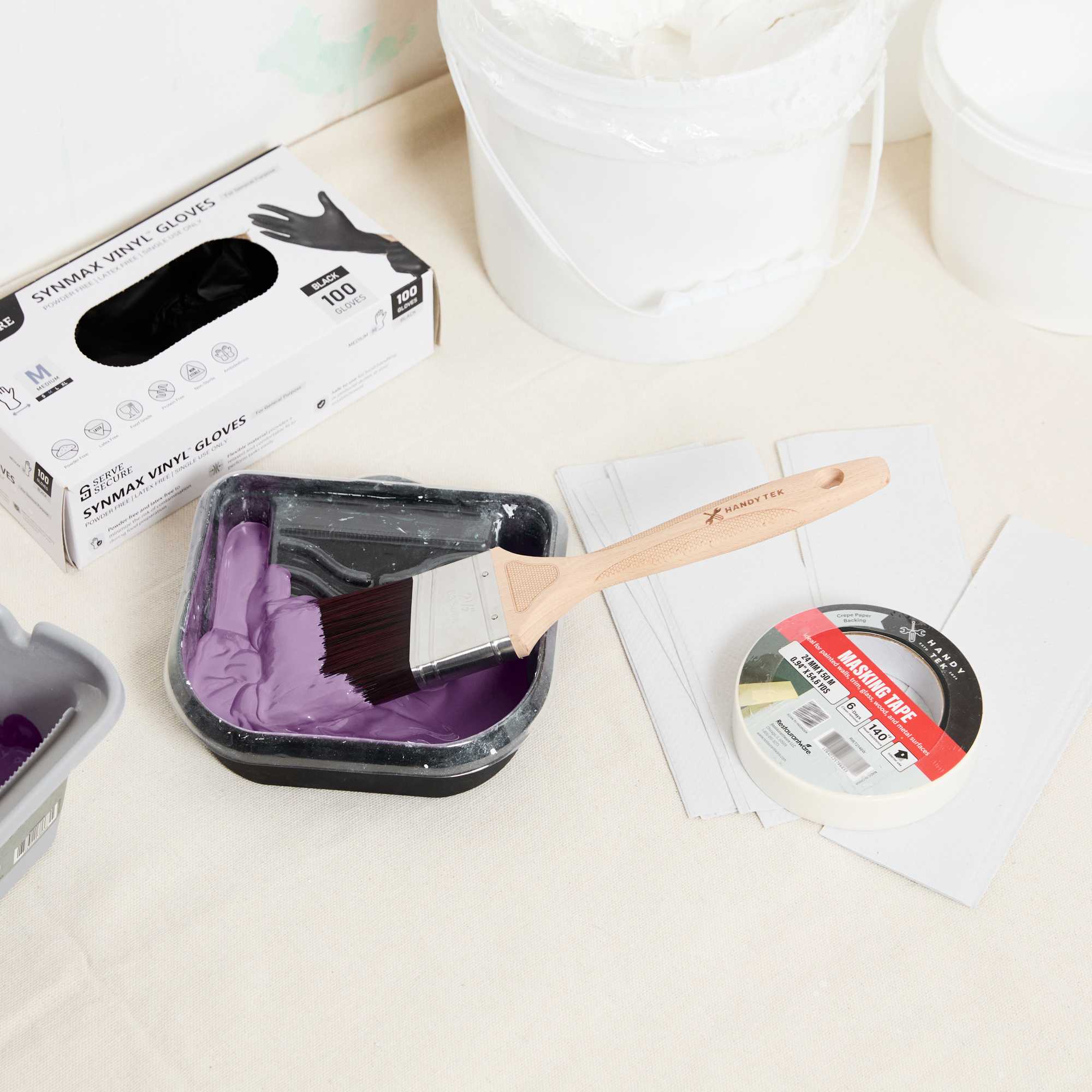 Handy Tek Polyester Paint Brush - Angled, Soft Tip, Textured Handle - 2 1/2" - 1 count box