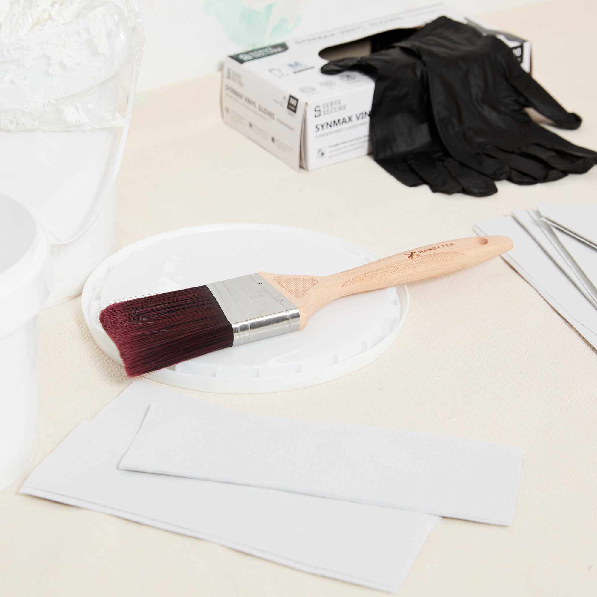 Handy Tek Polyester Paint Brush - Angled, Soft Tip, Textured Handle - 2 1/2" - 1 count box