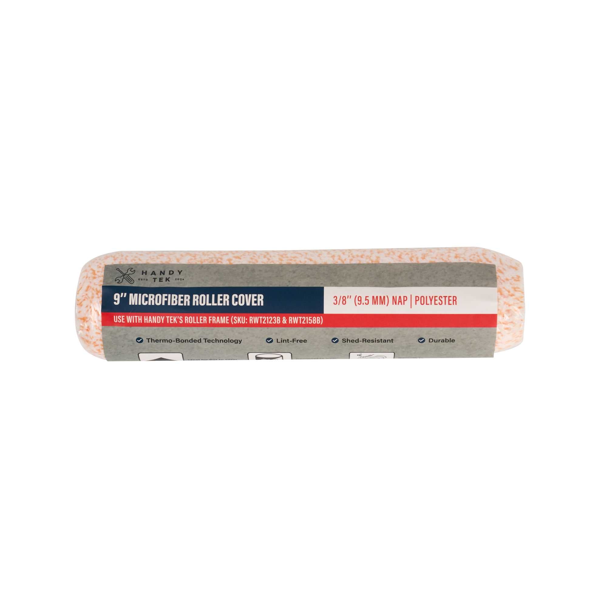 Handy Tek Microfiber Roller Cover - Shed-Resistant, with 3/8" Nap - 9" - 1 count box