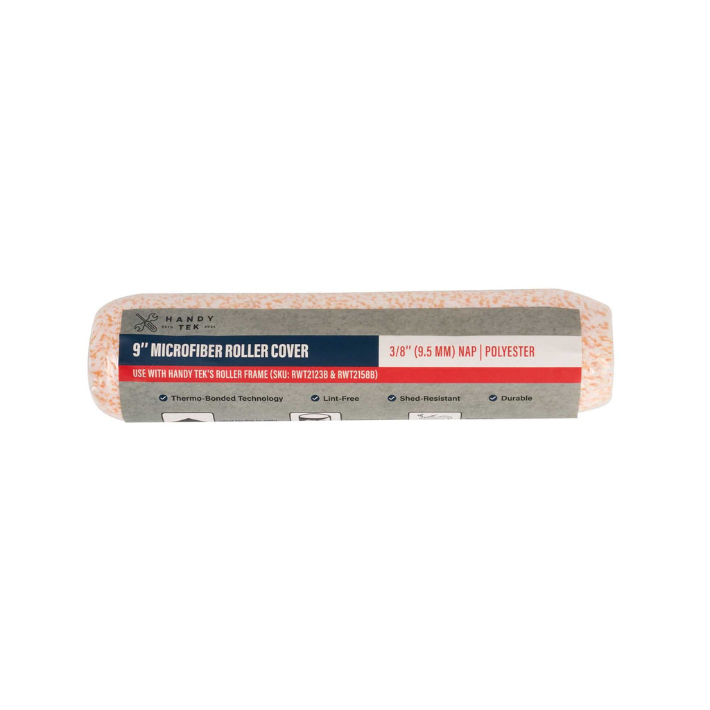 Handy Tek Microfiber Roller Cover - Shed-Resistant, with 3/8" Nap - 9" - 96 count box