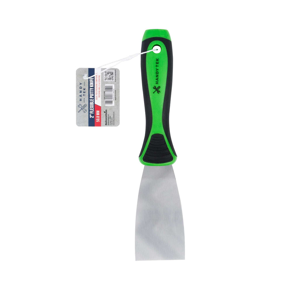 Handy Tek Carbon Steel Putty Knife - Flexible, Soft Grip Handle - 2" - 1 count box