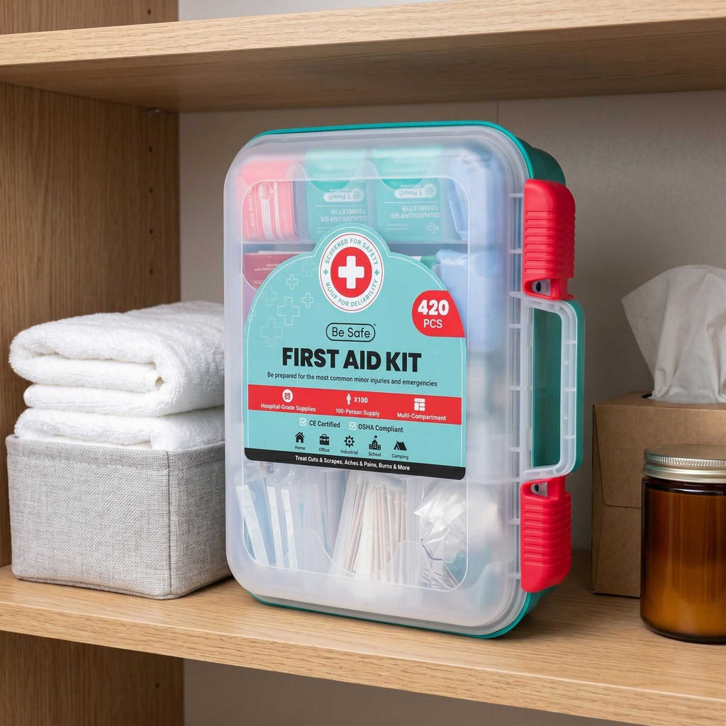Be Safe 100-Person Class A First Aid Kit - 420 Piece, Wall Mountable - 1 count box