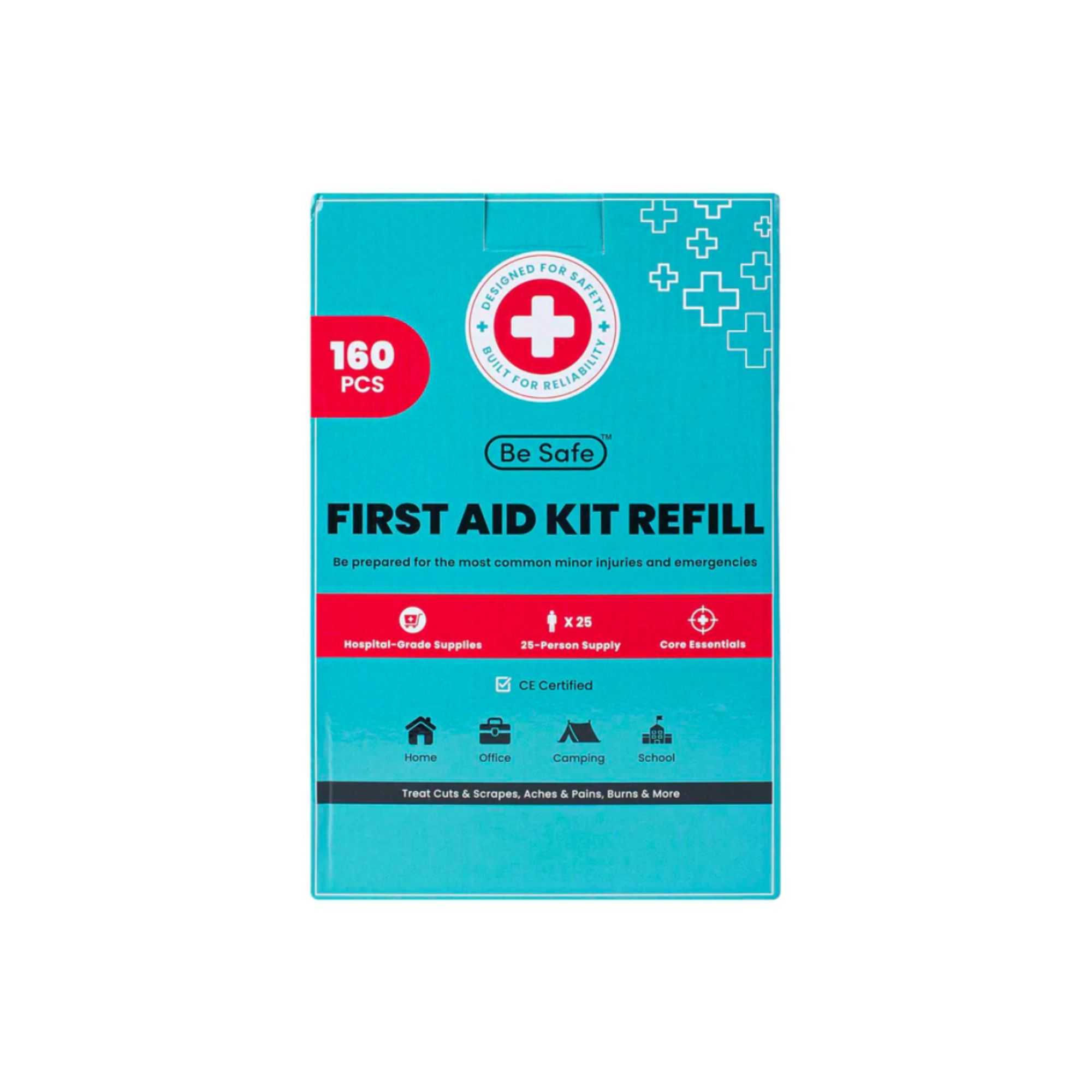 Be Safe 25-Person First Aid Kit Refill - 160 Piece - 1 count box