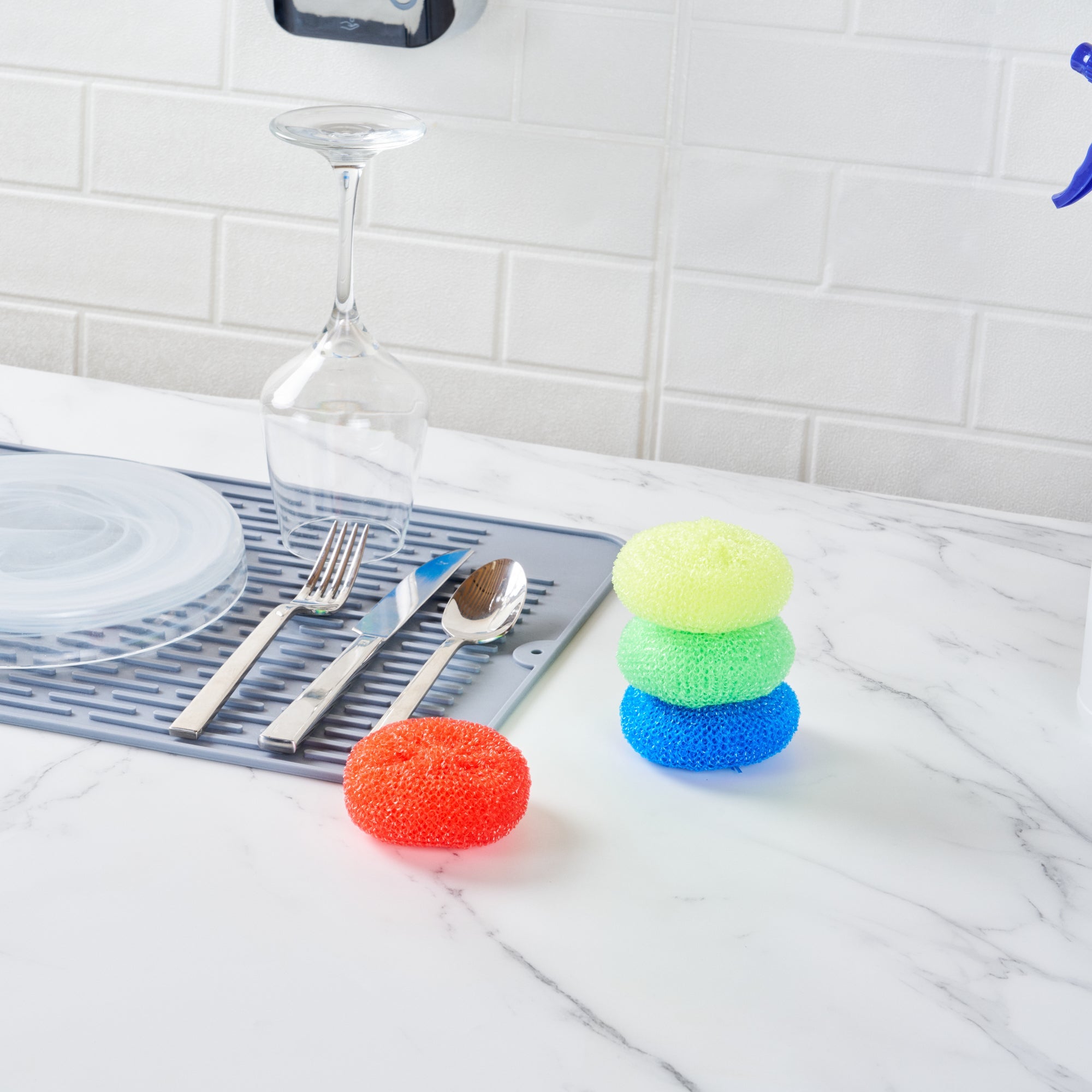Clean Tek Professional Assorted Plastic Mesh Dish Scrubber - Non-Scratch - 40 count box