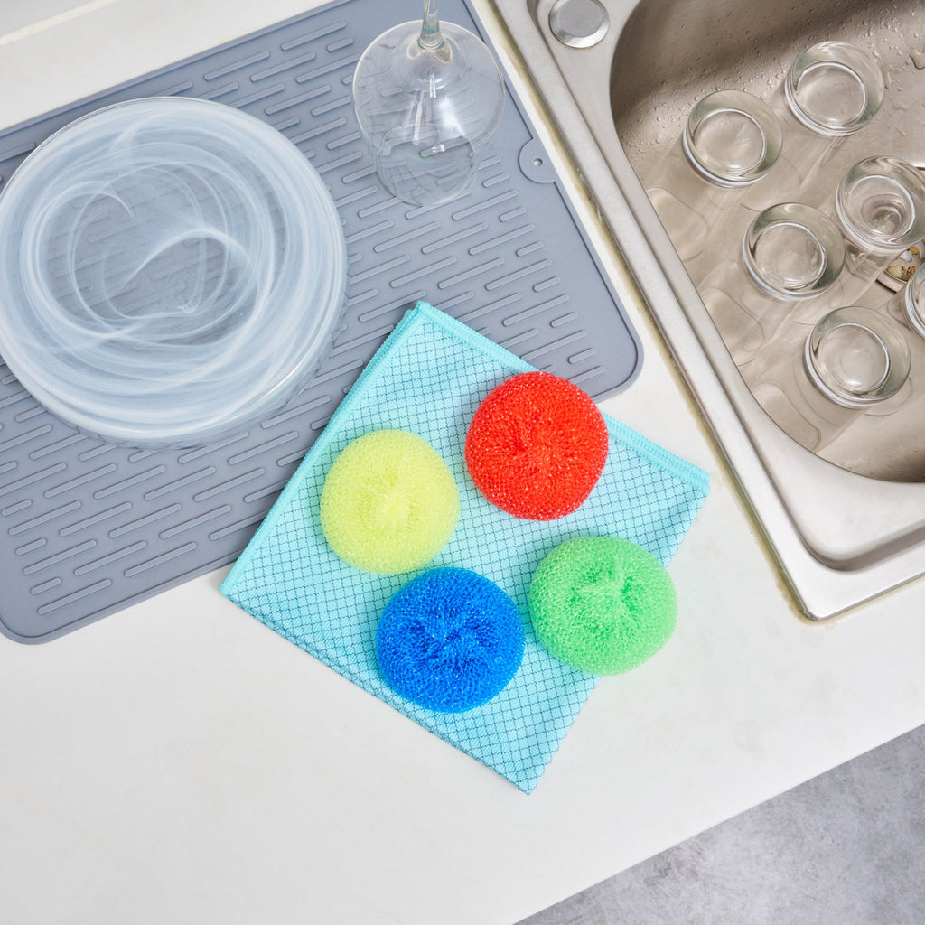 Clean Tek Professional Assorted Plastic Mesh Dish Scrubber - Non-Scratch - 40 count box