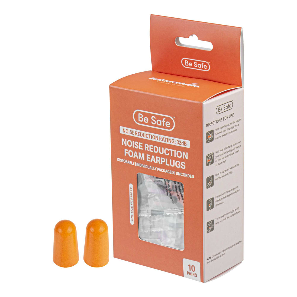Be Safe Orange Uncorded Foam Earplugs - 10 pairs