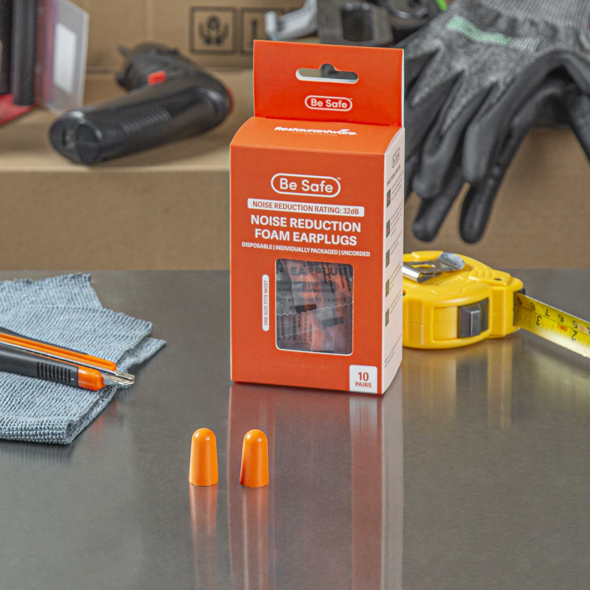 Be Safe Orange Uncorded Foam Earplugs - 200 pairs