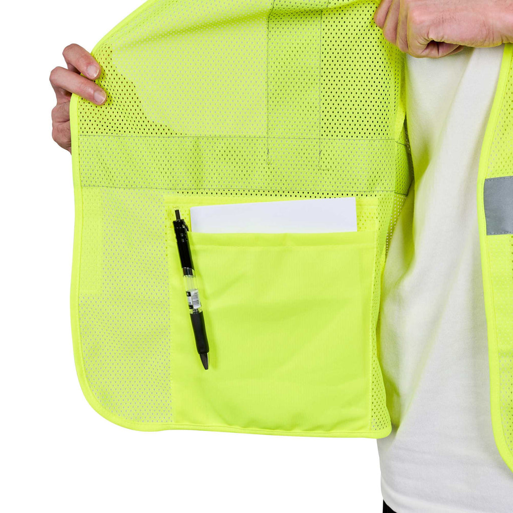 Be Safe Type R Class 2 Lime S/M High Visibility Mesh Safety Vest - Hook/Loop Closure, Reflective Tape - 20 count box