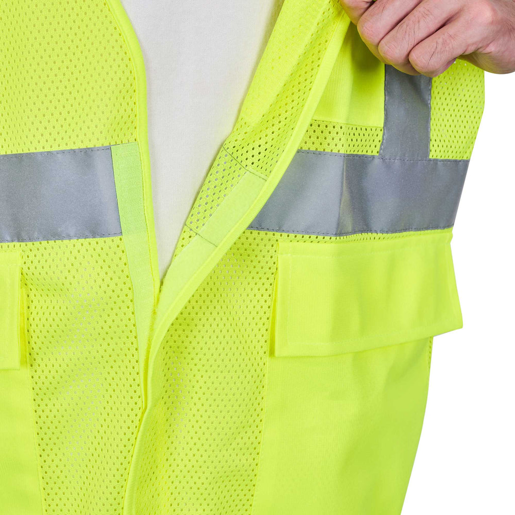 Be Safe Type R Class 2 Lime S/M High Visibility Mesh Safety Vest - Hook/Loop Closure, Reflective Tape - 20 count box