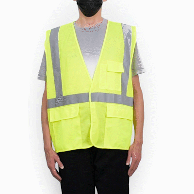 Be Safe Type R Class 2 Lime S/M High Visibility Mesh Safety Vest - Hook/Loop Closure, Reflective Tape - 20 count box
