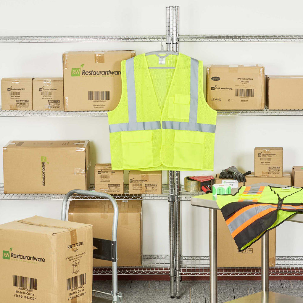 Be Safe Type R Class 2 Lime S/M High Visibility Mesh Safety Vest - Hook/Loop Closure, Reflective Tape - 20 count box