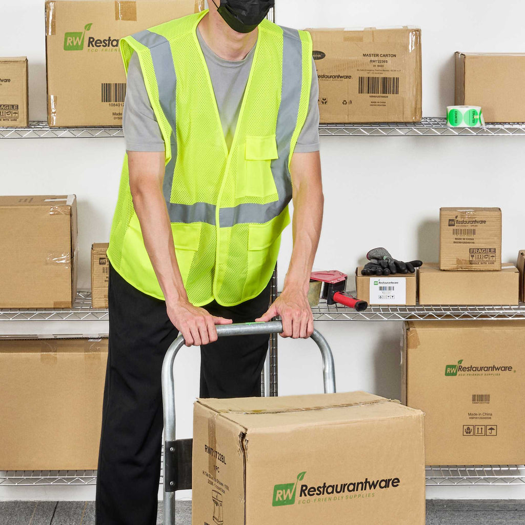 Be Safe Type R Class 2 Lime S/M High Visibility Mesh Safety Vest - Hook/Loop Closure, Reflective Tape - 20 count box