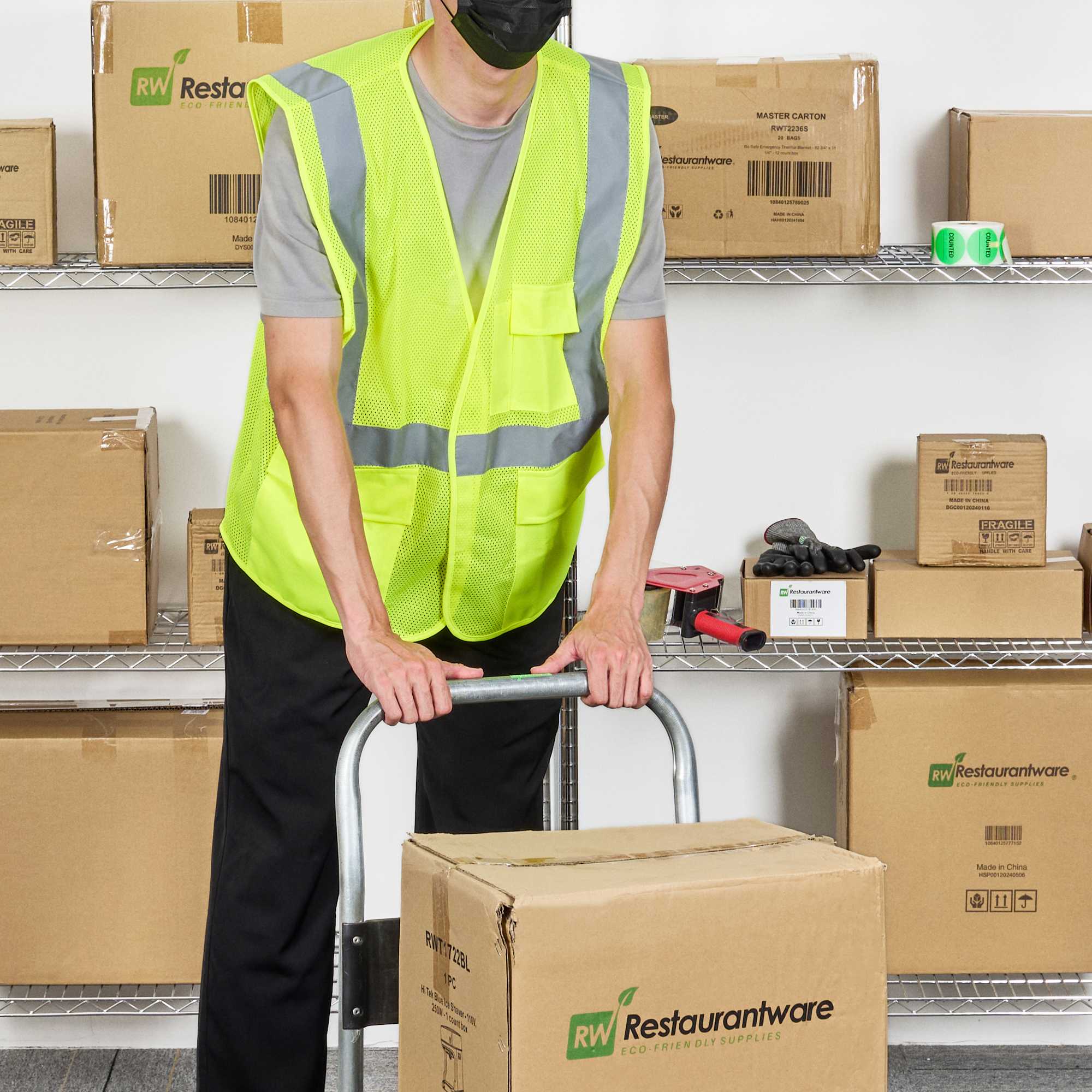 Be Safe Type R Class 2 Lime L/XL High Visibility Mesh Safety Vest - Hook/Loop Closure, Reflective Tape - 1 count box