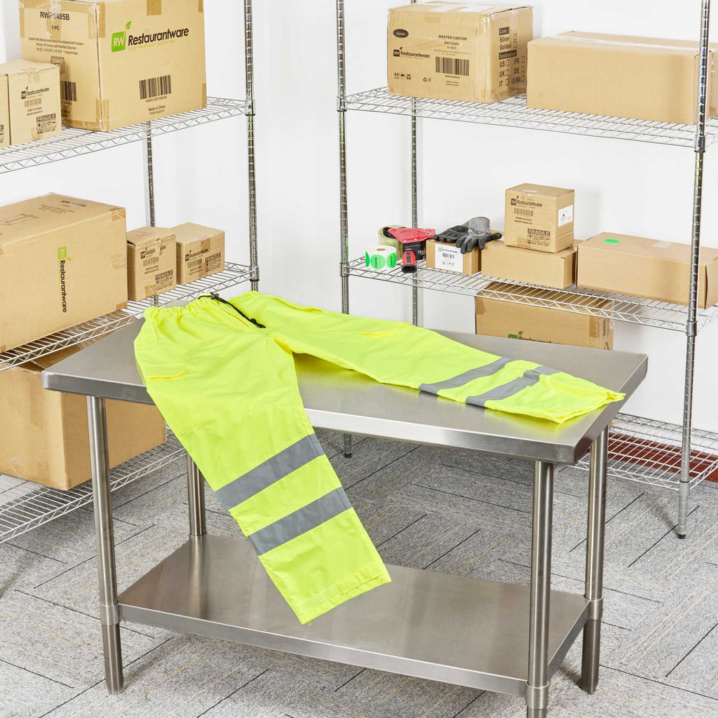 Be Safe Class E Lime M High Visibility Lightweight Rain Pants - Reflective Tape - 20 count box