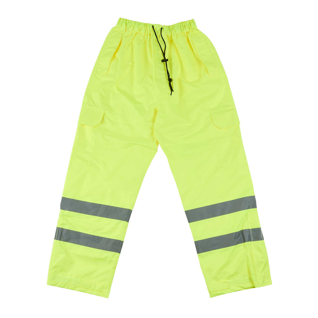 Be Safe Class E Lime L High Visibility Lightweight Rain Pants - Reflective Tape - 20 count box