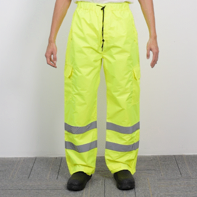 Be Safe Class E Lime L High Visibility Lightweight Rain Pants - Reflective Tape - 20 count box