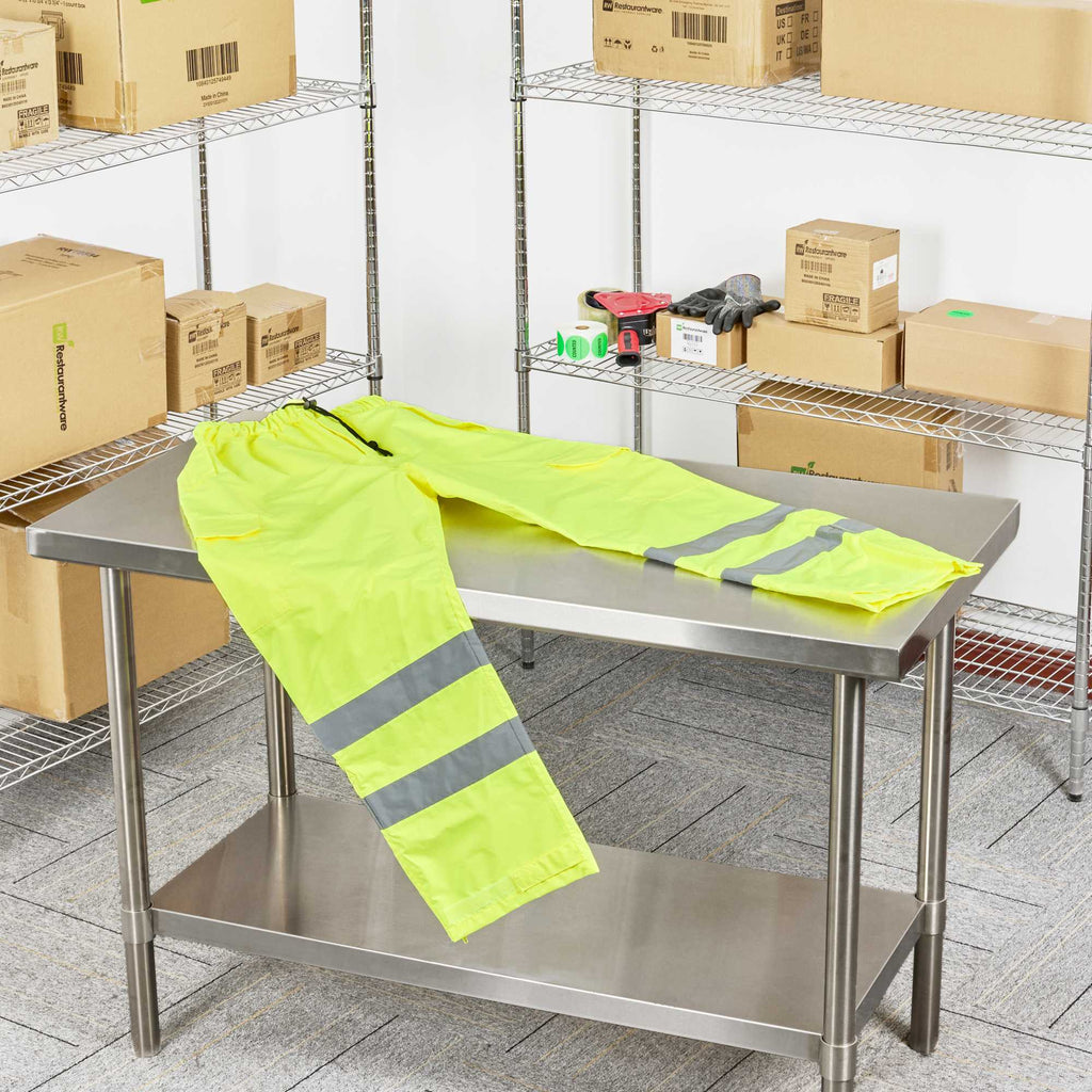 Be Safe Class E Lime XL High Visibility Lightweight Rain Pants - Reflective Tape - 20 count box