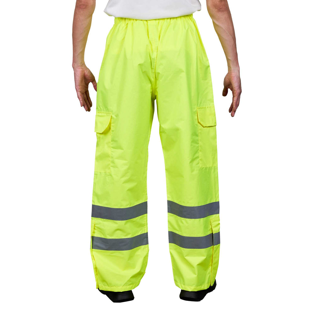 Be Safe Class E Lime XL High Visibility Lightweight Rain Pants - Reflective Tape - 20 count box