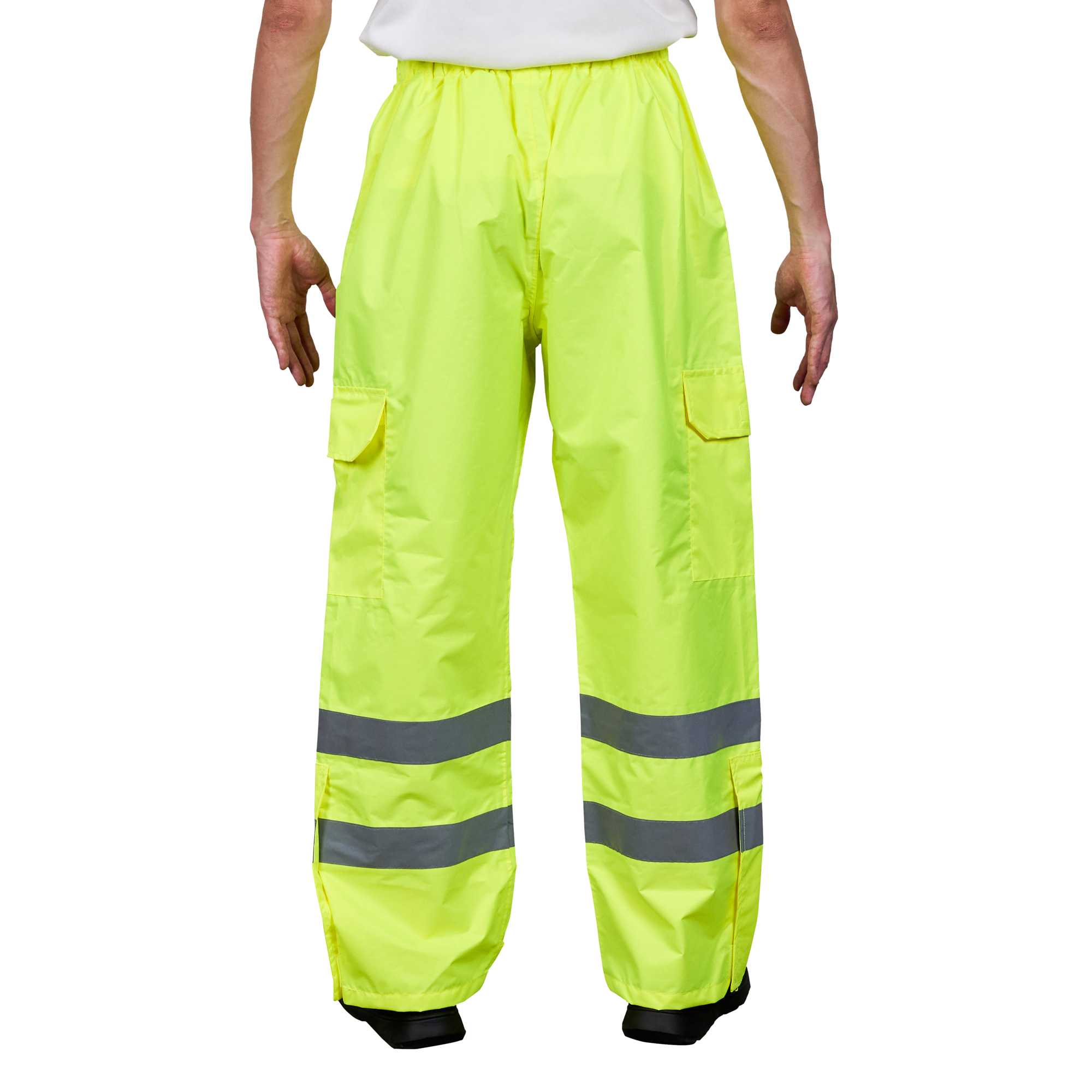 Be Safe Class E Lime XL High Visibility Lightweight Rain Pants - Reflective Tape - 20 count box