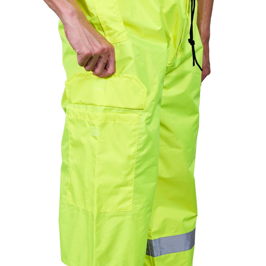 Be Safe Class E Lime 2XL High Visibility Lightweight Rain Pants - Reflective Tape - 20 count box