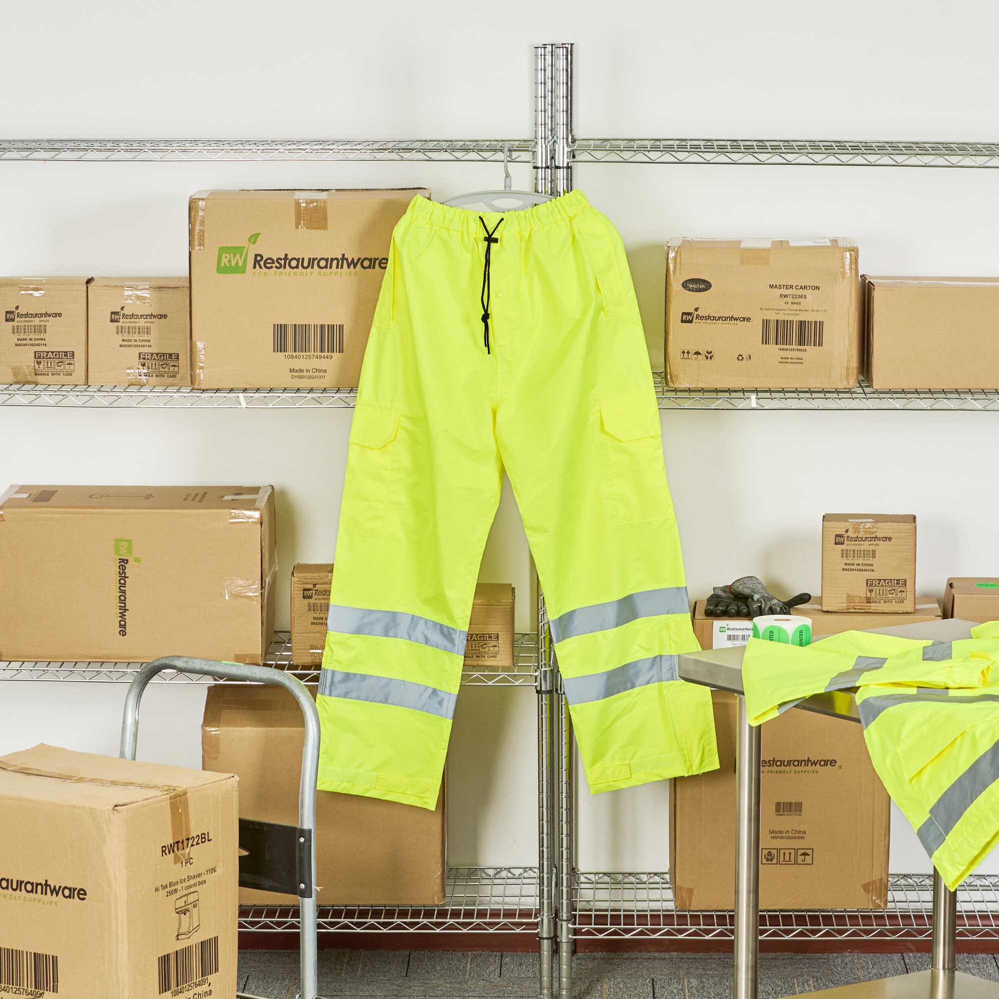 Be Safe Class E Lime 2XL High Visibility Lightweight Rain Pants - Reflective Tape - 20 count box