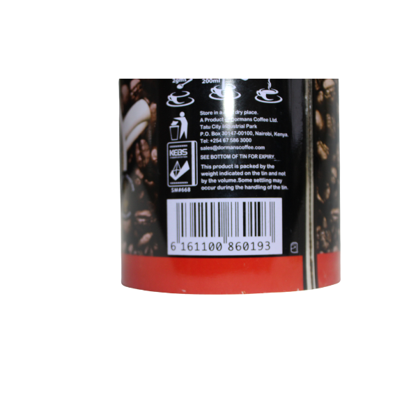 Dormans Supreme Granulated Instant Coffee 200g rear package close up 