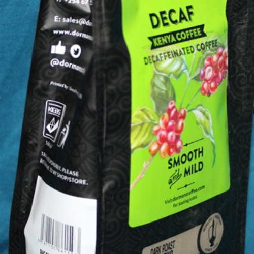 Dormans Decaf Kenya Coffee 375g front pouch decaffeinated coffee