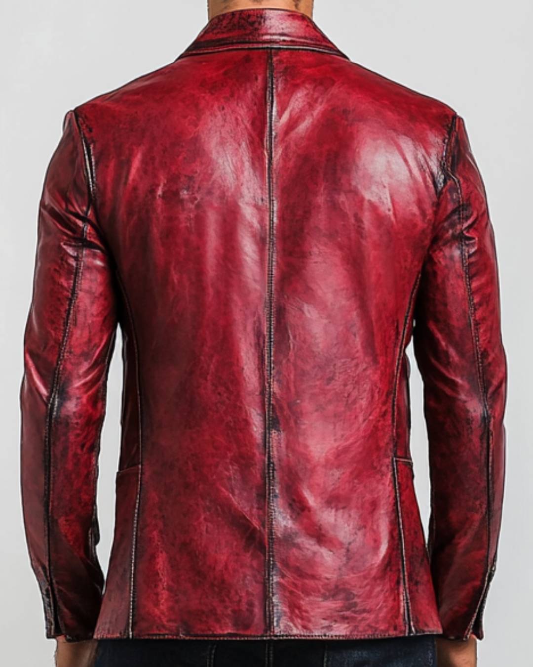 Rory Red Leather Blazer – Stylish Leather Blazer for Men