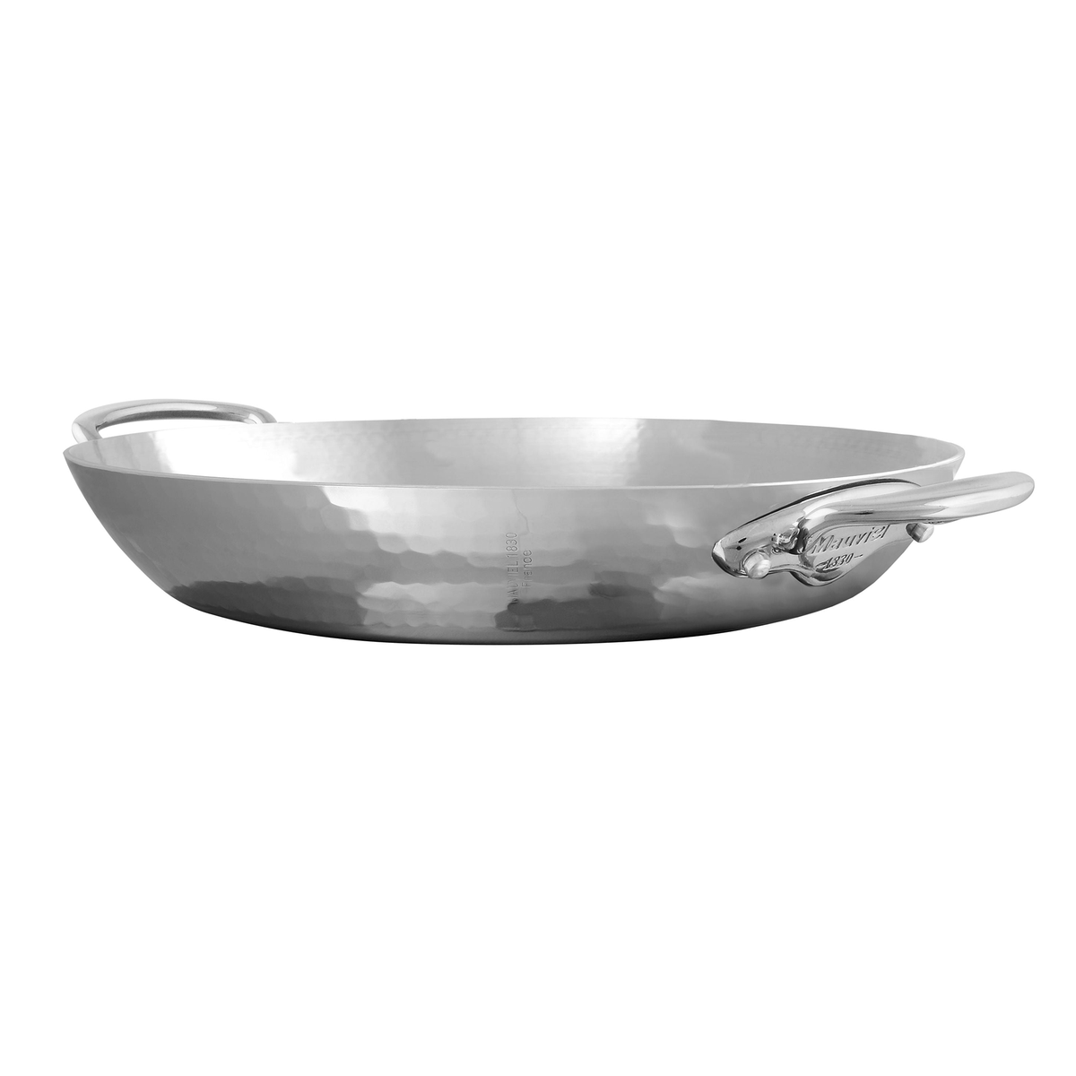 Mauviel 1830 M'ELITE Hammered 5-Ply Round Pan With Cast Stainless Steel Handles