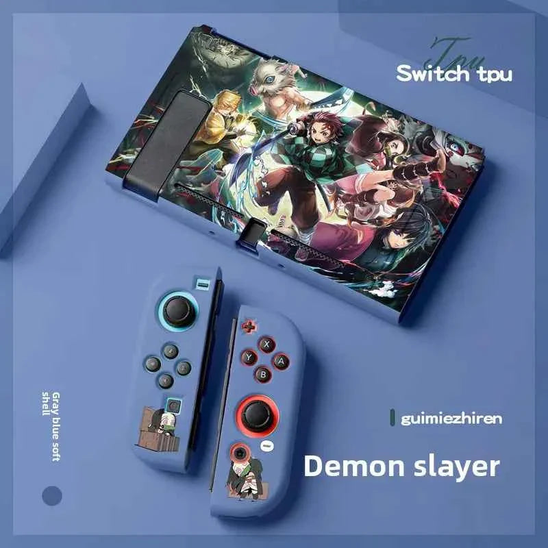 Demon Slayer Painted Relief Protective Case for Switch NS TPU Soft-shell Split Protective Case Creative Game Console Accessories