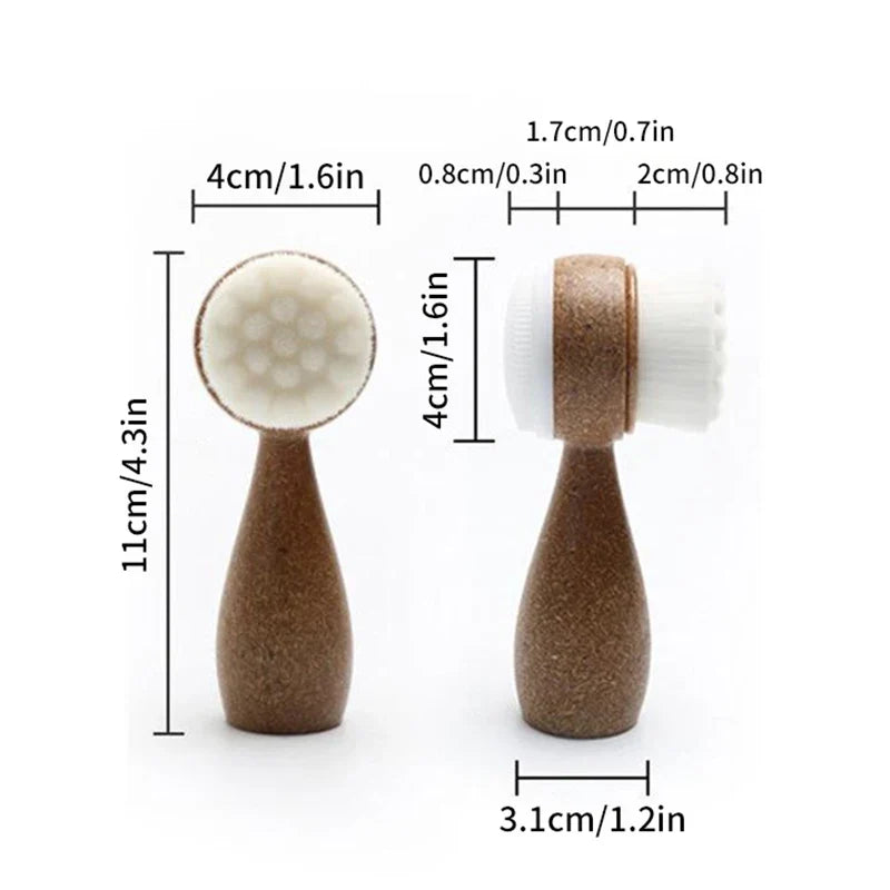 Double Sided Facial Brush | Coconut Handle Exfoliating Cleanser