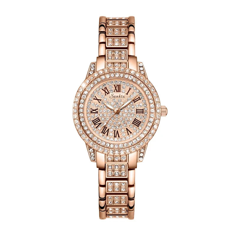 Women's Rose Gold-Tone Crystal Bracelet Watch