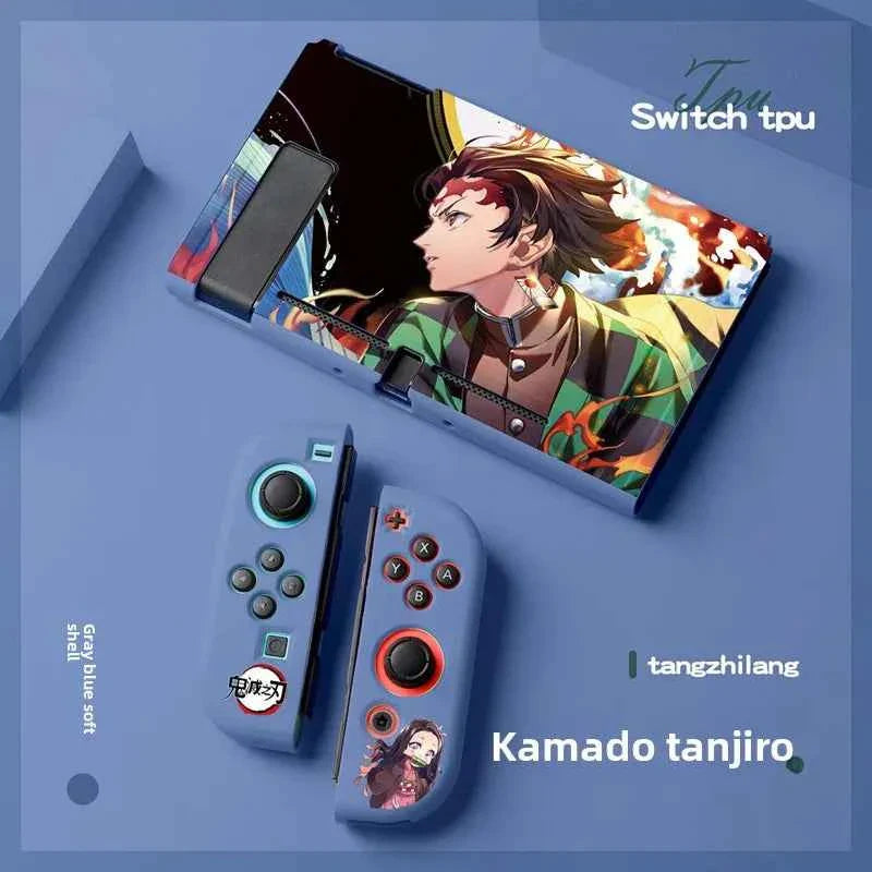 Demon Slayer Painted Relief Protective Case for Switch NS TPU Soft-shell Split Protective Case Creative Game Console Accessories