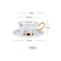 DecorBites™ Gold Flowers Pattern Ceramic Cup & Saucer Set for Elegant Dining Experience