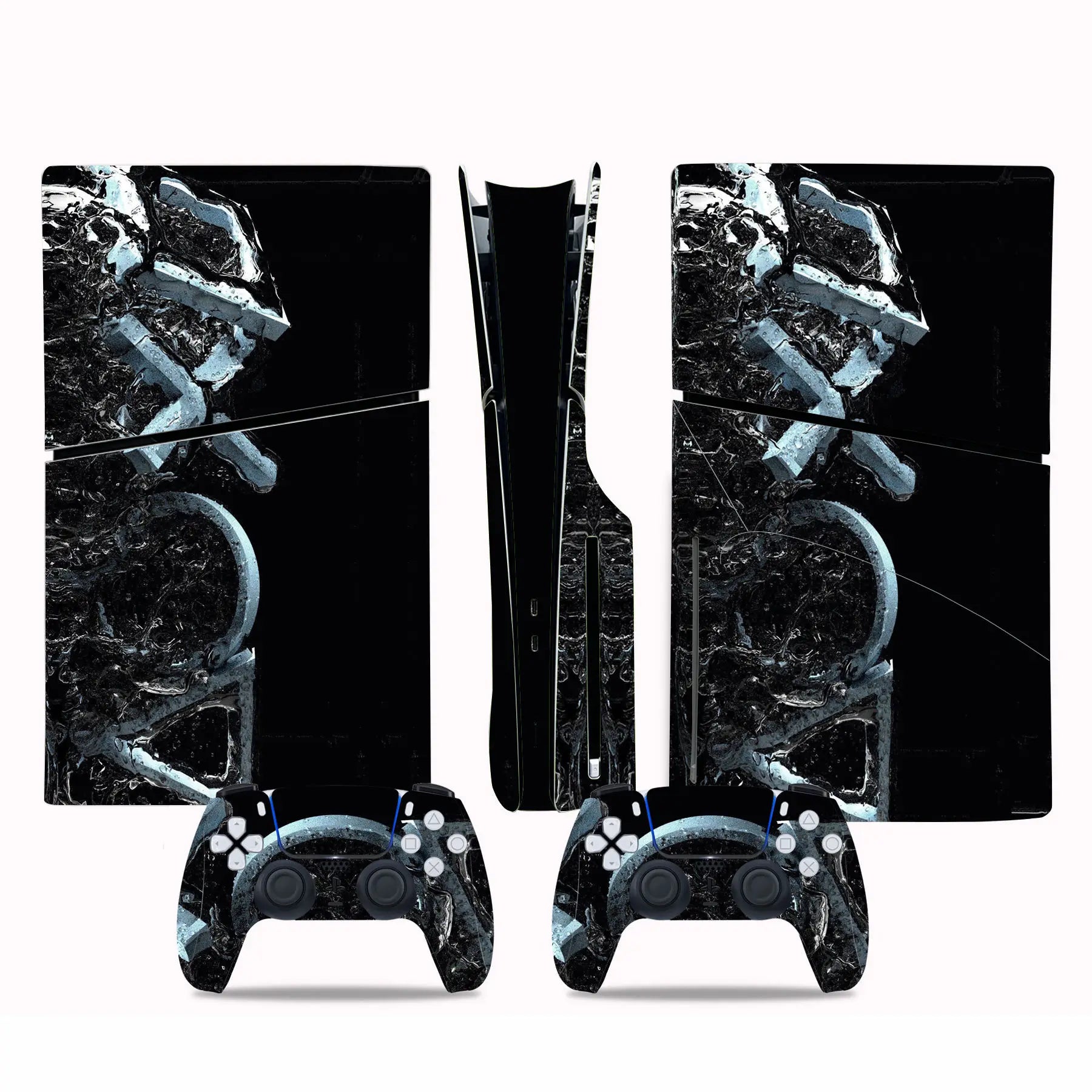 For PS5 Slim Disc Edition Console and 2 Controllers Geometry Design Skin PS5 Slim Disc Sticker Protective Decal Cover Full Set