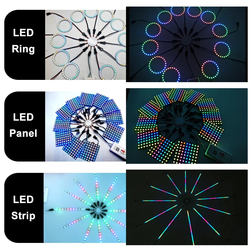 WS2812B LED Firework Light Module Panel 10/11/12/13 Channel | Individually Addressable Pixel Strip Ring