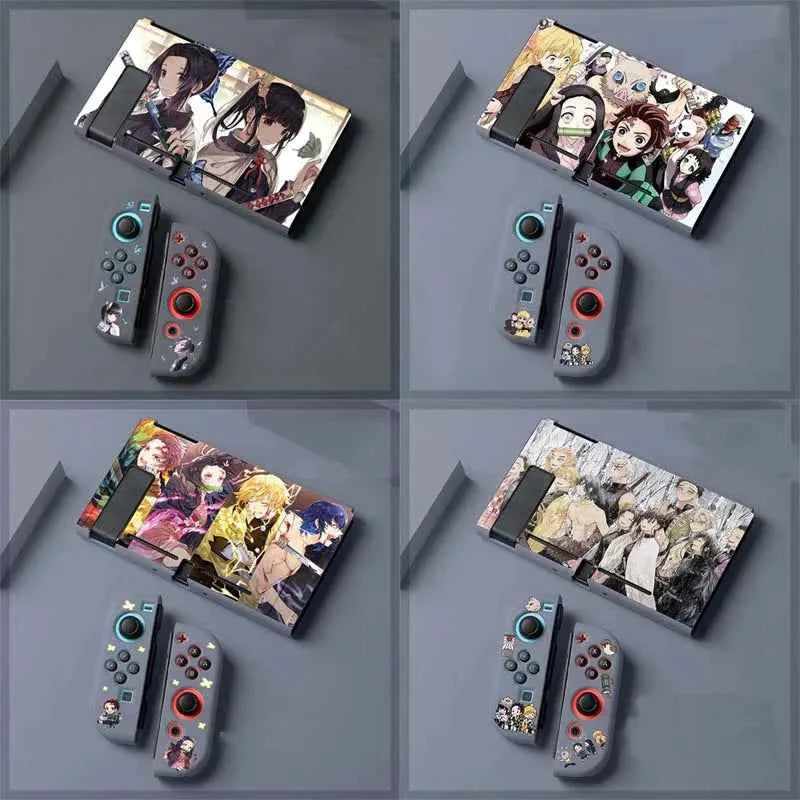 Demon Slayer Painted Relief Protective Case for Switch NS TPU Soft-shell Split Protective Case Creative Game Console Accessories